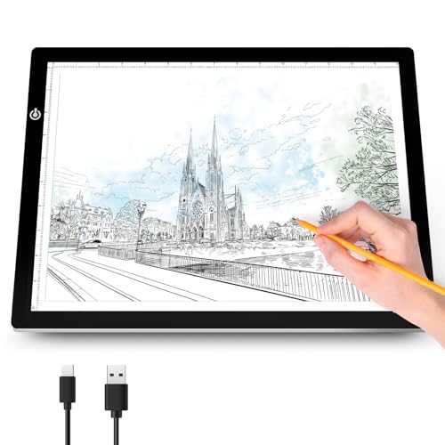LooEooDoo A3 Light Pad for Diamond Art Bright Board, Tracing Light up Box for Weeding Vinyl, Ultra-Thin Copy Board with Adjustable Brightness for Drawing, Sketching, Animation - color: Black, size: A3 Light Pad