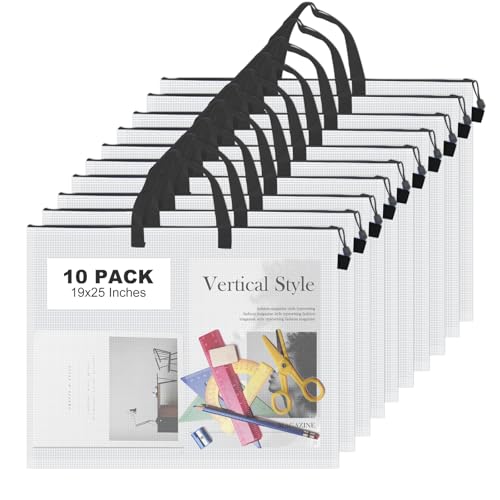 JMIATRY 10PCS Plastic Art Portfolio Bag Case, 18 x 24IN Poster Storage Bags | Large Arts Portfolio Case, Clear, Poster Folders, Storage for Poster, Scrapbook, Keepsake, Bulletin Board Storage