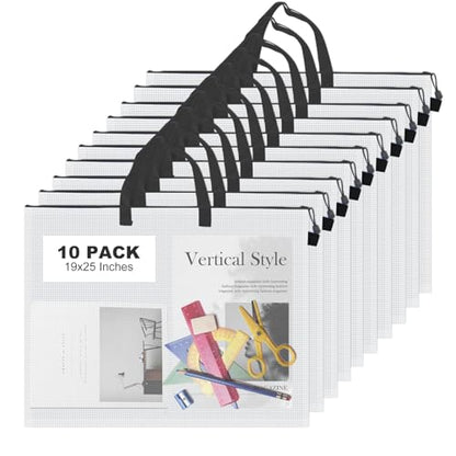 JMIATRY 10PCS Plastic Art Portfolio Bag Case, 18 x 24IN Poster Storage Bags | Large Arts Portfolio Case, Clear, Poster Folders, Storage for Poster, Scrapbook, Keepsake, Bulletin Board Storage