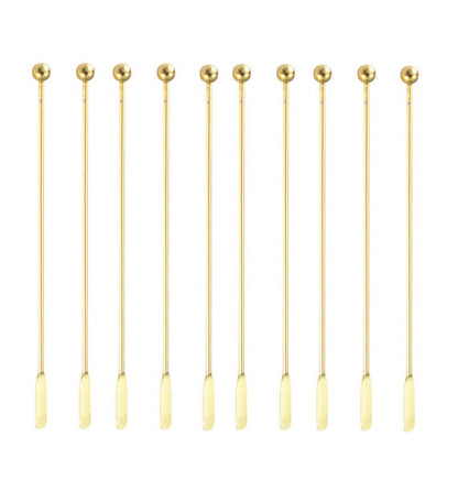10 pcs Stainless Steel Coffee Beverage Stir Sticks Cocktail Stirrers Drink Swizzle Stick 7.4" Swizzle Stick Picks Tools Gold - color: Gold-10 Pieces
