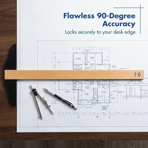 ALVIN Wood T-Square 24" Transparent Edge Model C24 for Art Framing and Drafting - 24" inches - size: 24", style: Wood Transparent Edge