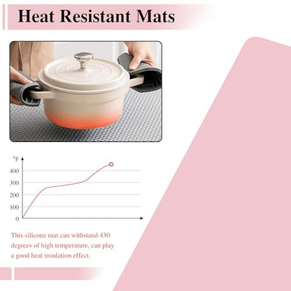 Silicone Placemats, 2Pcs 15.7"x 11.8"x 0.03" Pink Silicone Table Mat, Silicone Mats for Baking, Jewelry, Kitchen Counter - color: Pink, size: 15.7"x 11.8"
