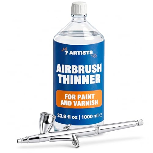 Airbrush Thinner for Acrylic Paint 33.8 fl oz (1000 ml) – Water-Based Paint Reducer & Flow Improver Medium | Helps Reduce Clogs & Tip Dry | Smooth Spray for Models, Miniatures & Canvas - color: Airbrush Thinner 33.8 fl. oz
