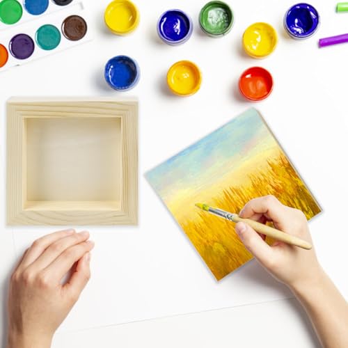 Unfinished Wooden Panel 5 Pcs Wood Canvas Boards, 5 x 5 Inch Wood Panels Blank Boards for Painting Pouring Burning and DIY Craft Projects - size: 5×5×0.8 Inch