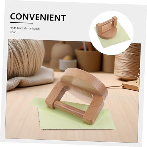 KHBUAB Beech Wood Printmaking Baren Round Ergonomic Handle and Cleaning Cloth, Wooden Lino Printing Press Tool for Beginner and Professional Block Printing Artists