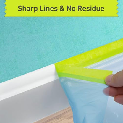 Tangibay Pre-Taped Masking Film for Painting - 22" x 66' Painters Plastic Sheeting with Automotive Paint Tape and Drape for Covering Cars, Walls, Windows and Furniture Protection (12 Rolls) - size: 12 Rolls: 22"