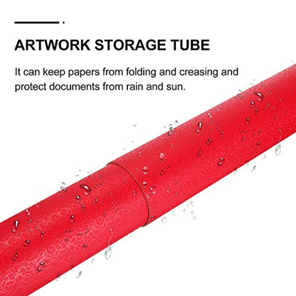 Poster Carrying Case Paper Drawing Mailing Tubes Shipping Calligraphy Painting Document Tubes Pull out Artwork Poster Blueprints Tube Holder Red Construction Paper Roll - color: Red 2, size: 35X6cm