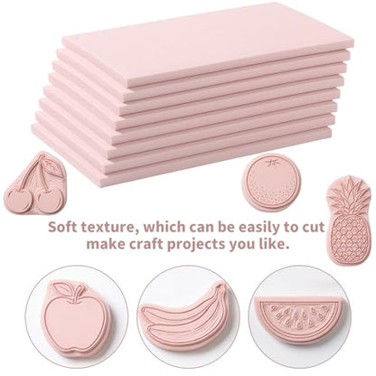 8 Pack 4"x6" Pale Pink Linoleum Blocks for Printmaking, Rubber Stamp Carving Blocks Linoleum Carving Tools for Stamp Maker Printmaking Supplies - size: 4"x6"