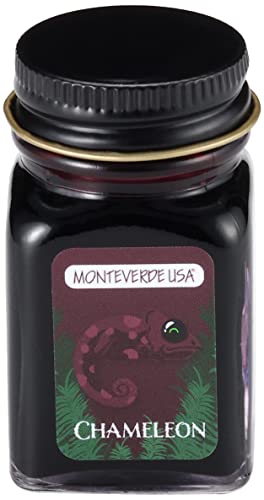 Monteverde Jungle Fountain Pen Ink, 30ml, Chameleon (Burgundy) | Animal-inspired fountain pen ink with bold color, smooth flow, and creative writing personality. - color: Chameleon (Burgundy)
