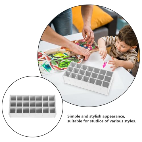 HOODANCOS Paint Organizer 21-Slot Desktop Storage Rack for Oil Acrylic Pigment Bottles Multi-Functional Paint Holder for Art Supplies and DIY Craft Organization 13.50X6.29X3.50In
