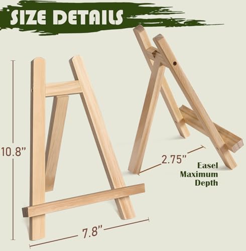 10.8 inch Tabletop Easel, Small Painting Easel with 5 Papers | Table Easel for Painting, Natural Pine Wood Mini Easels. 32K 300gsm Painting Paper. A-frame Structure Easel Stand.