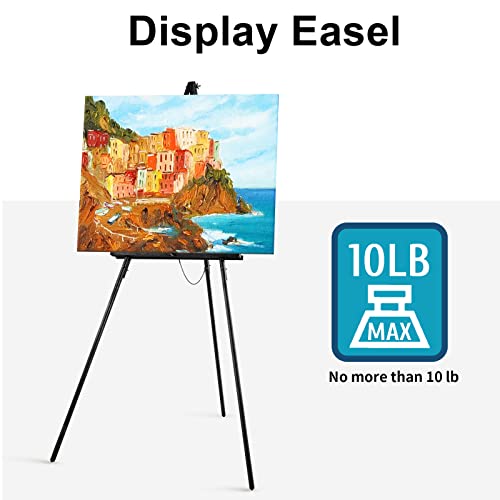 Falling in Art 65" A-Frame Tripod Easel Stand, Wooden Display Easel with Adjustable Canvas Holder, Floor Easel for Wedding Signs, Posters, Paintings, Artwork(Black) 1 Pack - color: Black-1 Pack