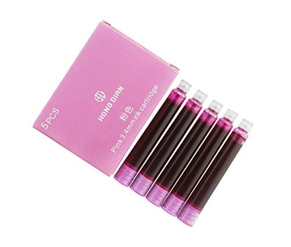 Asvine Hongdian Fountain Pen Pink Ink Cartridges, Set of 30 Refill Ink Cartridges, 3.4 mm Bore Diameter - color: Pink