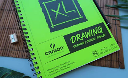 Canson XL Series Drawing Pad, Side Wire Bound, 9x12 inches, 60 Sheets - Artist Paper for Students, Marker, Pen, Ink, Pencil