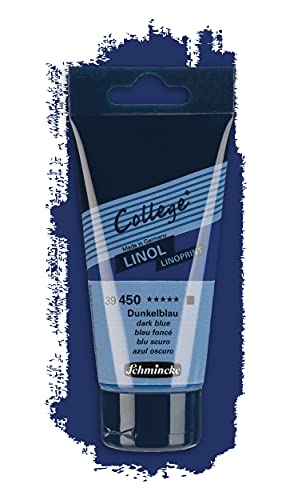 Schmincke - College Linol, Artists' lino Printing Inks, Dark Blue in 75 ml Tube, 39450013, Low-Odour Water-Based lino Printing Ink, lightfast, Even Print - color: Dark Blue, size: 2.54 Fl Oz (Pack of 1)