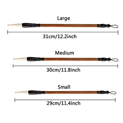 Befiy Chinese Calligraphy Brush, Writing Drawing Watercolor Ink Brushes Hubi Painting Kanji Sumi Wolf Bamboo Brushes Set for Professional Beginner (White) - color: White