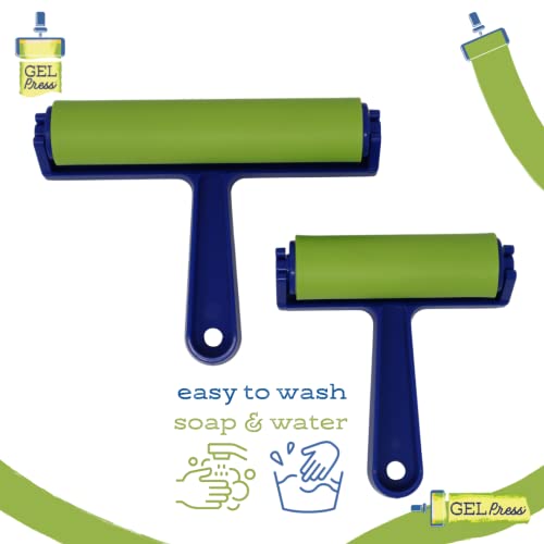 4-Inch Gel Press Rubber Brayer - for Printmaking, Scrapbooking, Paper Crafts, Home Decor & More - Blue & Green - size: 4-Inch BLUE