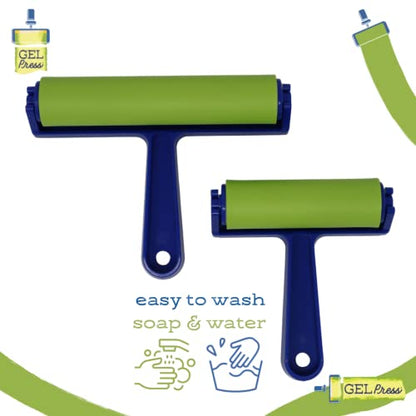 4-Inch Gel Press Rubber Brayer - for Printmaking, Scrapbooking, Paper Crafts, Home Decor & More - Blue & Green - size: 4-Inch BLUE