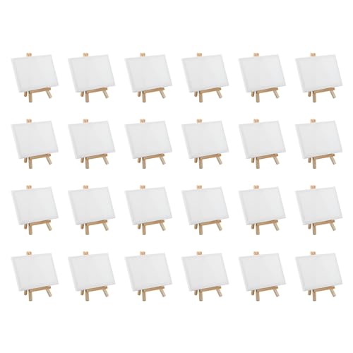 PATIKIL 6x4 Canvas Boards for Painting, 24Pack Cotton Wood Frame Rectangle Triple Primed Stretched Blank Canvas Panel for Acrylic, Oil, Tempera Paint,White - size: 6x4"