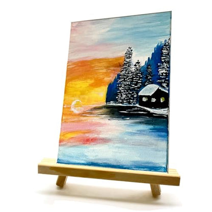 9.5 Inch Adjustable Mini Wood Tripod Easel Stand Small Tabletop Wooden Easel Painting Easel Stand Triangle Tabletop Canvas Holde Painting Canvas Painting Holder for Cards Phone Artist Photo Artworks