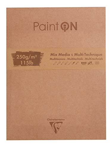 Clairefontaine - Ref 975172C - Paint'On Mix Media & Multi-Technique Pad (50 Sheets) - 22.9x30.5cm Size, 250gsm Paper, Acid Free - Suitable for Multiple Techniques - color: Assorted Colours, size: 22.9 x 30.5 cm