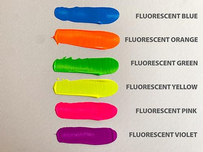 milo Fluorescent Neon Washable Tempera Paint | 16 oz Bottles 6 Colors | Made in the USA | Glows UV in Black Light | Safe & Non-Toxic Paint for Arts & Crafts, Poster, Window, Classroom, School, Project - style: Fluorescent Tempera 6 x 16 oz