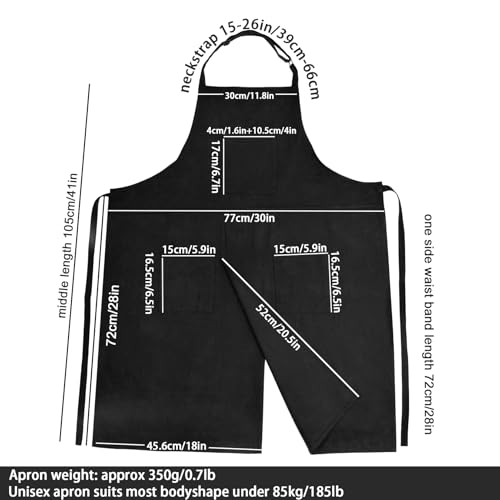Molaxhome Split Apron with 3 Pockets,Unisex Pottery Apron with Adjustable Strap for Kitchen Ceramics - color: Black