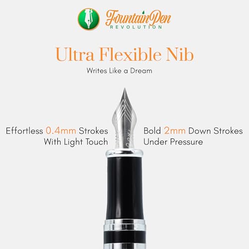 FPR Ambassador Ultra Flex Nib Fountain Pen Set, Burgundy - Refillable Pen w/Cartridges & Converter - Calligraphy Pens for Writing, Journaling & Gifting - Luxury Pens For Smooth Strokes - color: Burgundy
