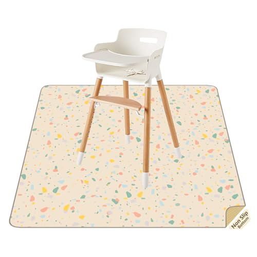 Splat Mat for Under High Chair/Arts/Crafts by CLCROBD, 51" Baby Anti-Slip Food Splash and Spill Mat for Eating Mess, Waterproof Floor Protector and Table Cloth (Beige) - color: Beige