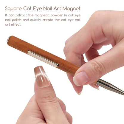 1 Piece 3-in-1 Nail Art Pen, Liner Brush for Fine Detailing and Smooth Lines, Cat Eye Magnet for Nails, Nail Magnet for Cat Eye Gel Polish - color: Liner Brush&Nail Magnet