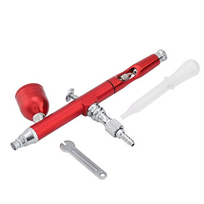Yosooo Airbrush Kit, Multi-Purpose Gravity Feed Dual Action Paint Spray Gun Set 7CC Capacity 0.3MM Spray Kit Tools for Paint Art Tattoo Nail Design(Red) - color: Red