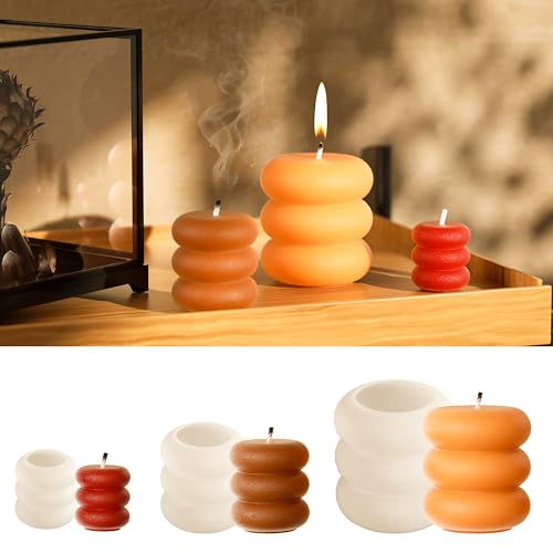 3 Pack Round Cylinder Multiple Size Cylinder Candle & Resin Mold - Resin Casting Silicone Molds for Home Decor & Candle Making Wave Spiral Mold - color: loop-3-pack-435567