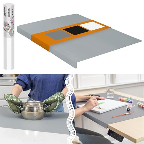 Silicone Mat for Kitchen Counter with "Edge Protection" – Quartz Countertop Protector Mats – Silicone Heat Resistant Mat – No Folds or Wrinkles – 1.5mm Thick, 24"x16", Gray - color: Gray, size: 24"L x 16"W