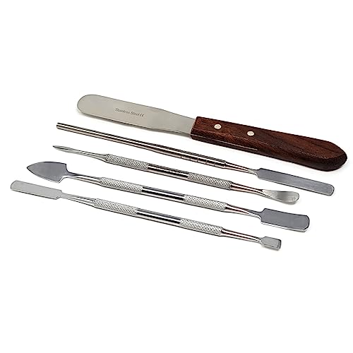 A2Z Scilab Metal Spatula 5 pcs Set Kit Tools - Stainless Steel Double-Sided Tools, Smooth Finish, Built-in Finger Grips.