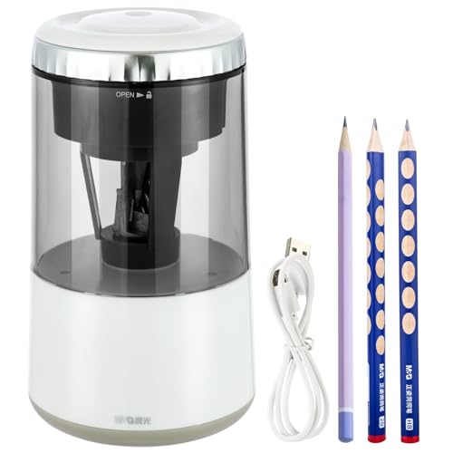 M&G White Electric Pencil Sharpener, Portable Automatic Pencil Sharpener for Colored Pencils, Auto Stop,Fully Automatic Sharp & Fast, USB Operated for 7-8mm Pencils for Kids, School, Office, Home - color: White