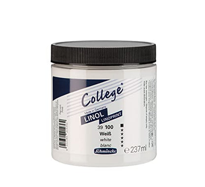 Schmincke - College Linol, artists' lino printing inks, white 237 ml, 39100053, low-odour water-based lino printing ink, lightfast, even print - color: White, size: 8.01 Fl Oz (Pack of 1)