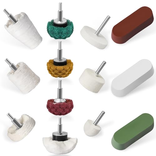 Polishing Wheel Kit 13pcs Buffing Wheels Cotton Abrasive Polishing Kit for Rotary Tools, Buffing Pads for Drill for Metal, Aluminum Wheel Polishing Kit for Chrome Wood Plastic Ceramic Glass - style: Style 1