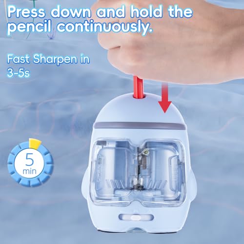 M&G Electric Pencil Sharpener, Portable Pencil Sharpener Cute Cat Design Battery/USB Dual Power Operated Sharpener for Pencils Kids Students Home Classroom School Office - color: Blue