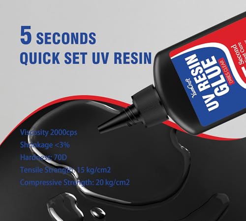 UV Resin Kit with Light, 60g UV Glue with Rechargeable Light, 5 Second Fast Cure UV Glue Adhesive, Clear Repair Kit for Welding Resin, Jewelry Bonding, Plastic, Glass, Acrylic, Craft Decoration