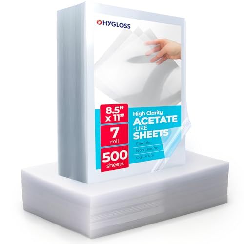 Hygloss 8.5" x 11" Acetate Paper - 7 Mil Clear Acetate Sheets for Crafts Projects, Classroom Stencil Sheets, Overhead Transparency Sheets for Projector, Clear Plastic Sheet (Not for Printers) 500 Pack - size: 8.5 x 11 inch, style: 500 Sheets