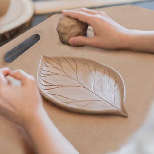 ZENFUN Clay Wedging Board, 12 x 18" Portable Clay Board with Built in Handle, Sturdy 8mm Thickness Wooden Mat Mud Board for Clay Crafts, Drafting Art, Ceramics Pottery Tools