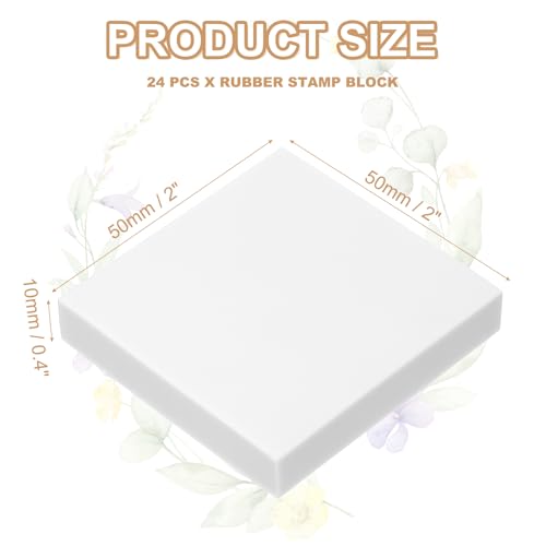 PATIKIL 24Pcs 2X2" Rubber Carving Blocks, Soft Linoleum Art Carving Block Square Crafts Stamp Making for Printmaking Stamps Carving Supplies, White - color: White