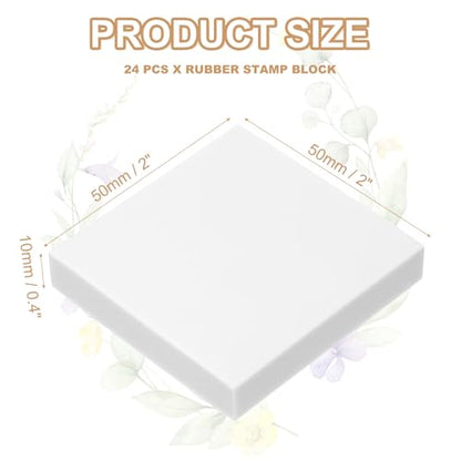 PATIKIL 24Pcs 2X2" Rubber Carving Blocks, Soft Linoleum Art Carving Block Square Crafts Stamp Making for Printmaking Stamps Carving Supplies, White - color: White