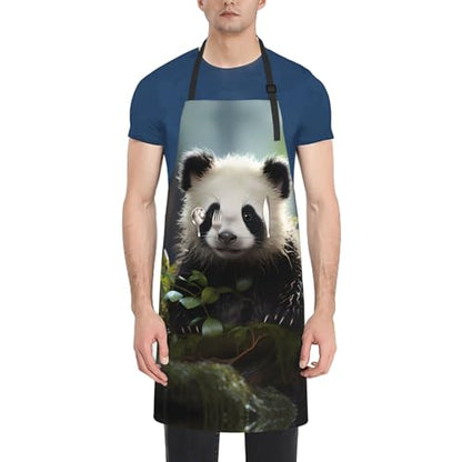 Prancing Brown Horse Heavy Duty Waterproof Apron with Pockets for AdultsResistant Grilling, Gardening, Painting - color: Panda Cubs in the Forest