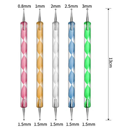 20pcs Nail Art Design Tools, 15pcs Painting Brushes Set with 5pcs Dotting Pens, WHITE … - color: White Brushes with Dotting Pens