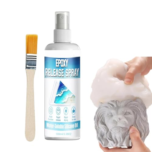 Fast Mold Release, Fast-Drying Lubricant Agent, 100ml Bottle with Epoxy Coating, Clear Liquid Casting Spray, Aerosol Mist with Precision Nozzle, Demolding Tool for Candle & Soap