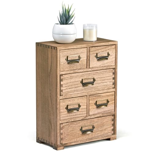 KIRIGEN Wooden Storage Cabinet Organizer Desktop Storage Drawers for Home Office Supplies Dark Brown(4D6CG-DBR) - color: Dark Brown, size: 4 Layer-6 Drawers