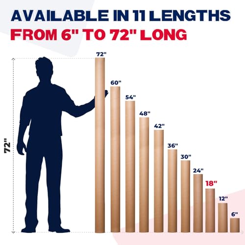 4" x 18" Heavy-Duty Reinforced Cardboard Mailing Tube, Pack of 6 Tubes with 12 Caps – Secure USPS Approved – Great for Shipping and Storing of Prints, Artwork, Posters or Documents - size: 4" x 18", style: 2X Heavy-Duty