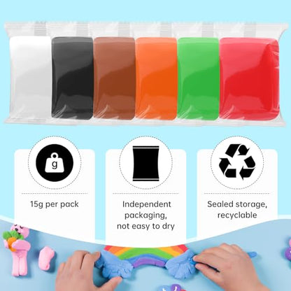Air Dry Clay, 12 Packs Molding Clay, Soft Modeling Clay for Kids, Age 3-12, Air Dry Clay for Adults, Light Weight, Perfect Clay for Crafts, Dark Blue - color: Blue