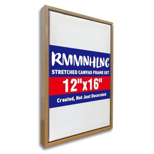 Yellow Blank Canvas with Floating Frame, 12x16 Inch, 1 Pack | Pre-installed Hanging Hardware, Wooden Floater Frame Canvas for Oil & Acrylic Painting, Art Supplies, Artist Decor Gifts - color: Wood grain, size: 12"x16"
